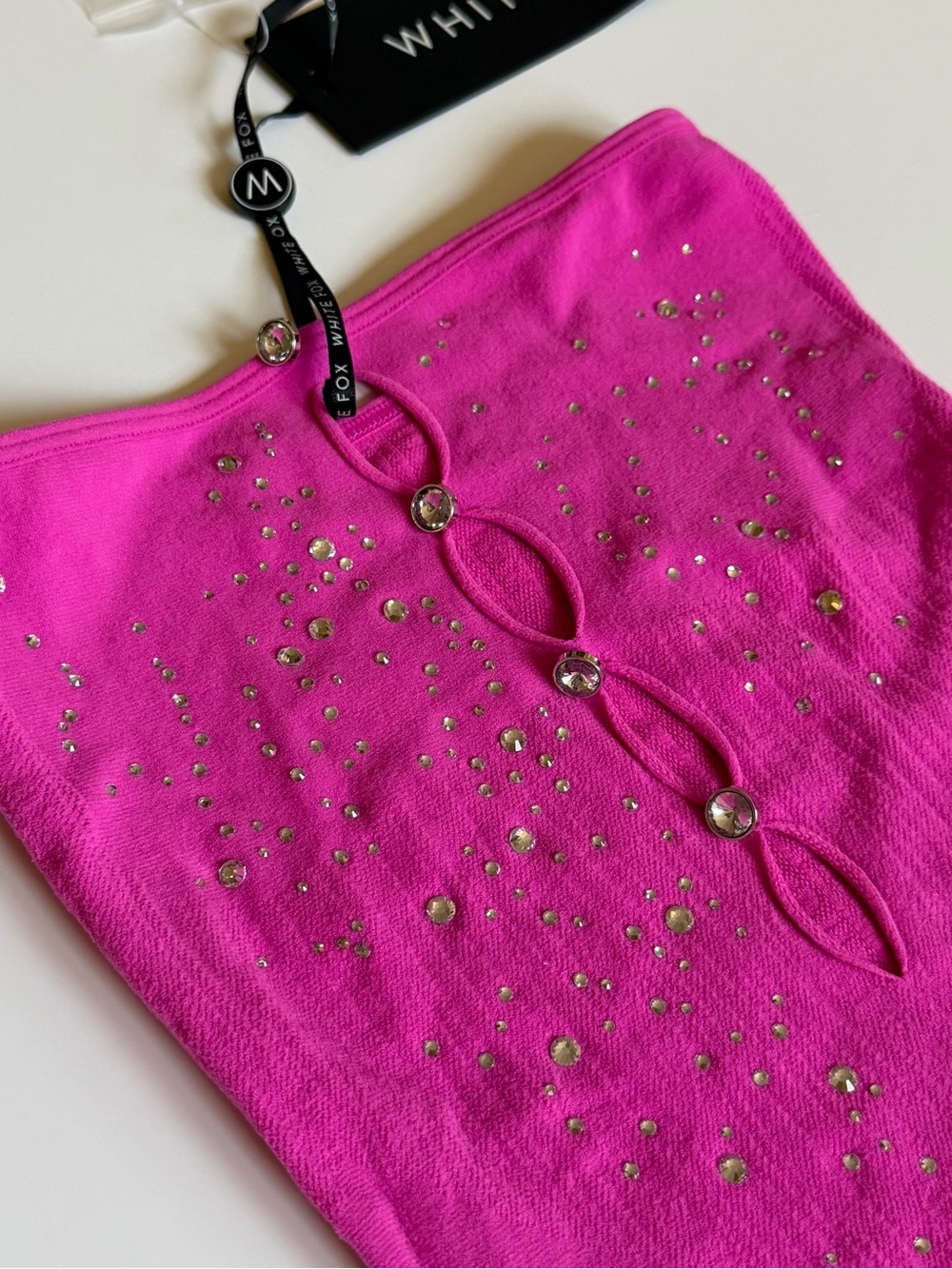 NWT White Fox Boutique Body To Body Playsuit Hot Pink Rhinestone O/S - Picture 2 of 7